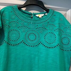Elegant Teal Eyelet Dress